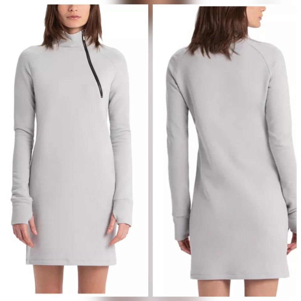 Marcella NYC Alani Sweatshirt Dress French Terry Turtleneck Melange Grey XXL